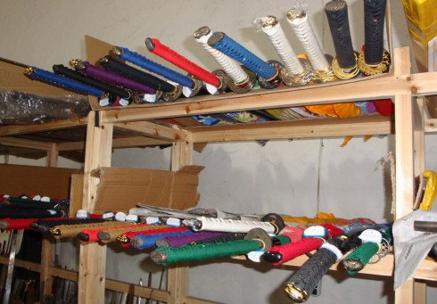 Swords ready on the rack