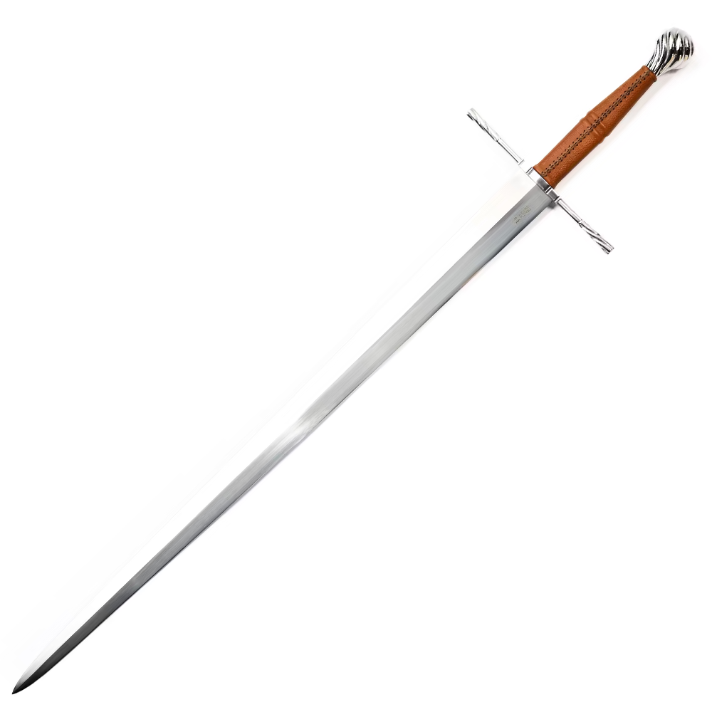 AzureForgeŽ C02 46 Inch XVllla German Medieval Double-Handed Long Sword Spring Steel - Handcrafted Leather 3