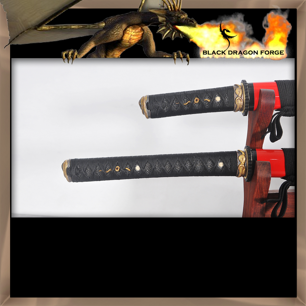 SBG Black Dragon Forge Red Belly Black Snakes - Ko Katana and Tanto Set 1