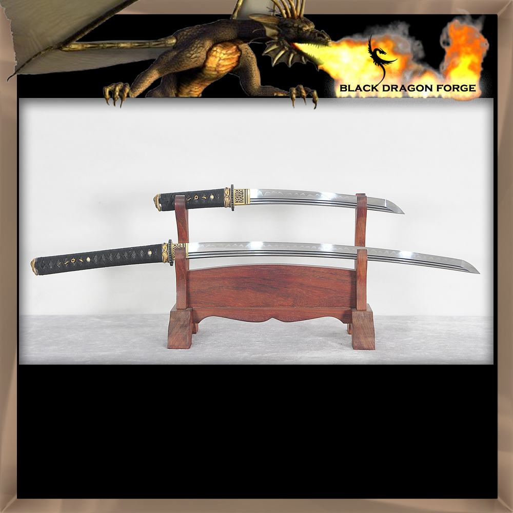 SBG Black Dragon Forge Red Belly Black Snakes - Ko Katana and Tanto Set 2