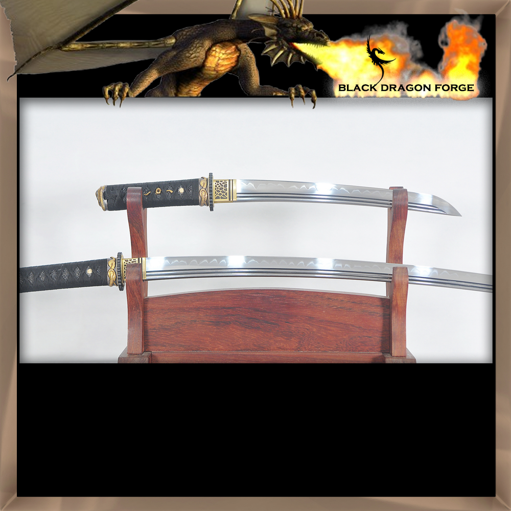 SBG Black Dragon Forge Red Belly Black Snakes - Ko Katana and Tanto Set 3