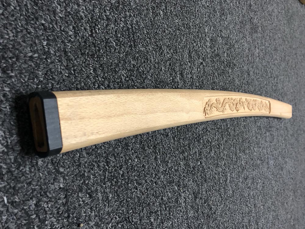 Ryujin 1045 Carbon Steel Natural Wood Shirasaya with Dragon Engraving 3