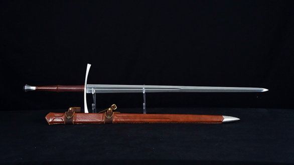 Swordier Type XVIa Longsword with Genuine Rich Brown Leather Scabbard