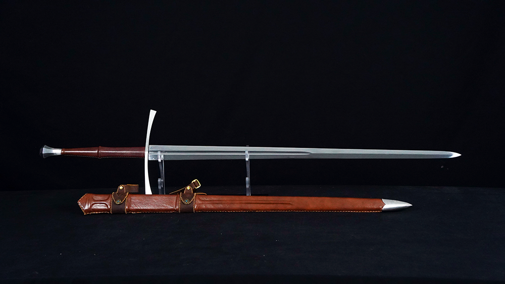 Swordier Type XVIa Longsword with Genuine Rich Brown Leather Scabbard