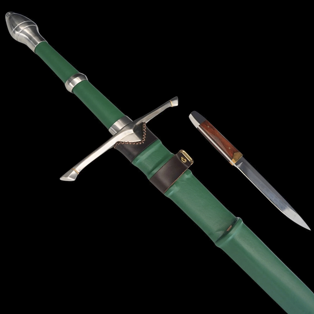 Swordier Functional Ranger Sword Replica - GREEN Leather and Companion Dagger 3