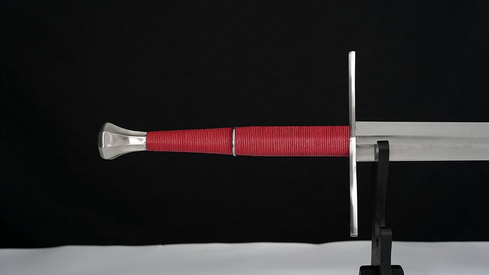 Swordier Damascus Longsword with Oxblood Red Handle and Genuine Leather Scabbard 2