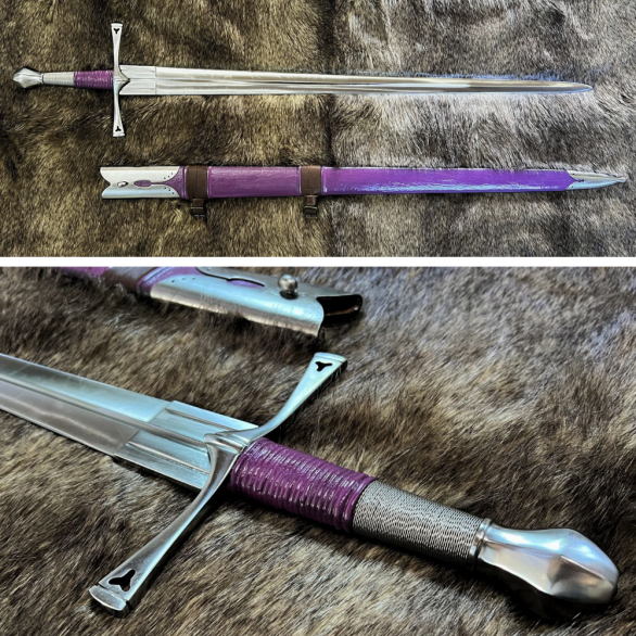 Kingdom of Arms Genoa Italian Bastard Sword in Purple Leather