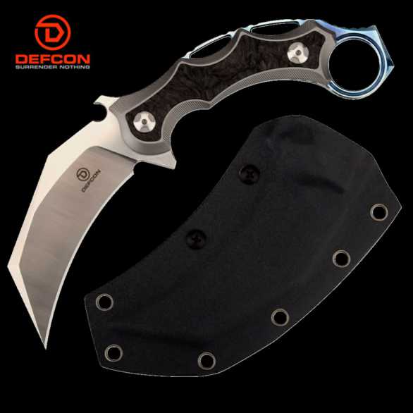 DEFCON 'The Claw' D2 and Titanium Fixed Knife Karambit - Black