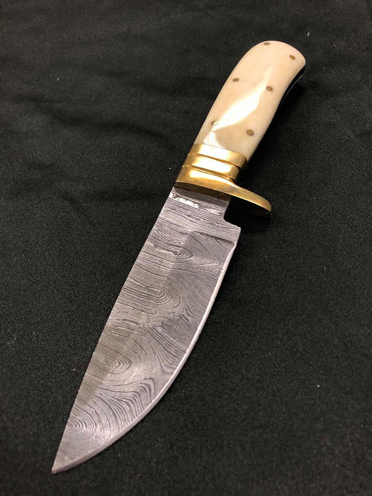 Damascus Blade Hunting Knife - Bone Handle 3
