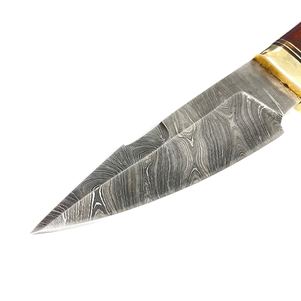 Damascus Blade Hunting Knife - Wooden Handle 2
