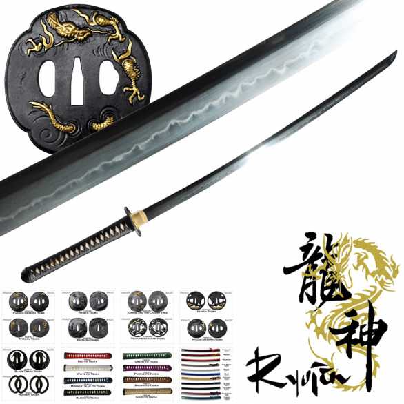 Ryujin T10 Custom Katana - solid bodied blade/no-hi