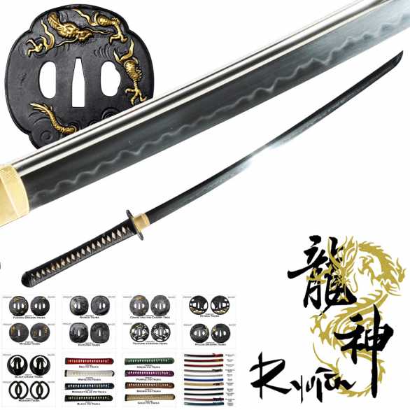 Ryujin T10 Custom Katana - with bo-hi