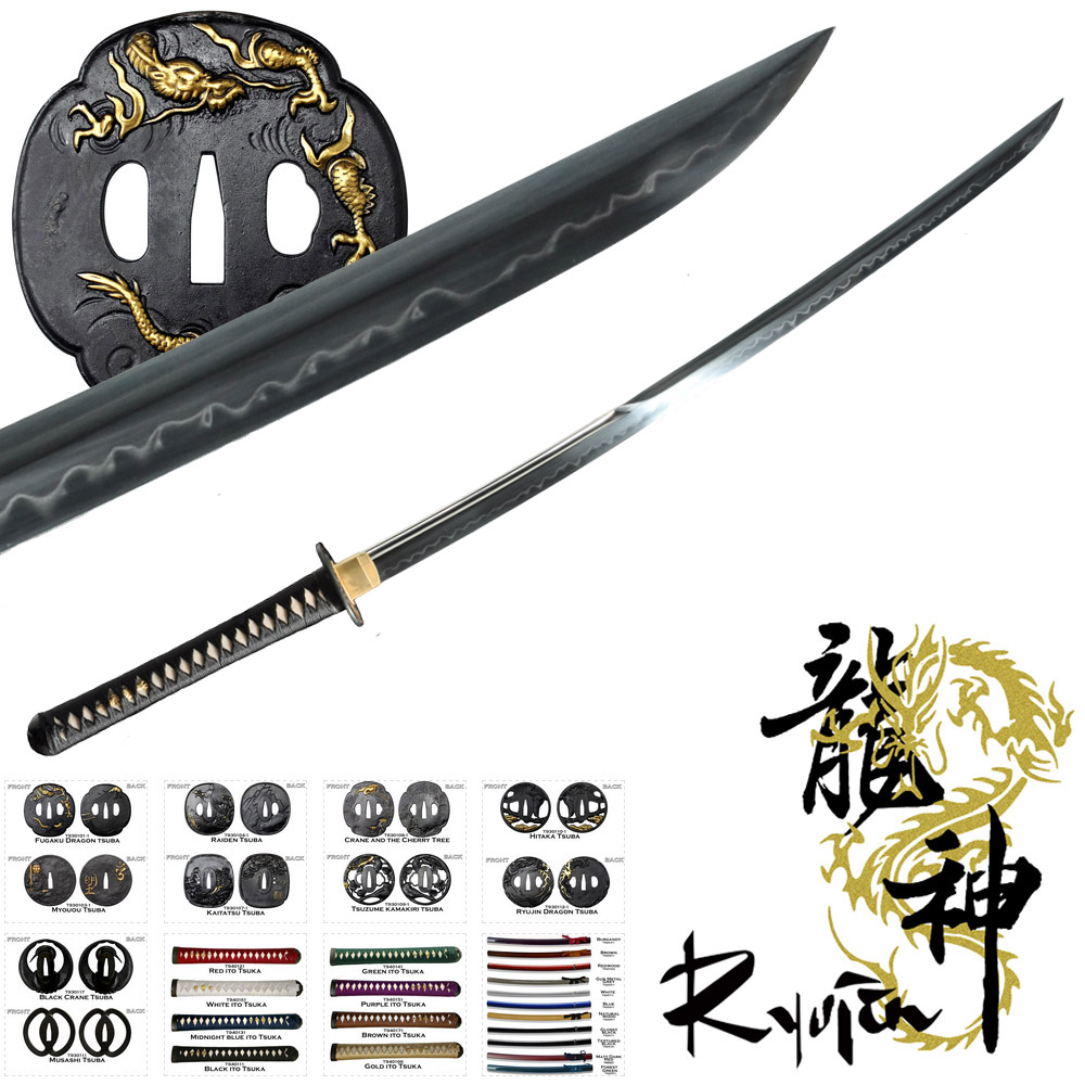 Ryujin T10 Custom Katana - Shobu Zukuri with partial bo-hi